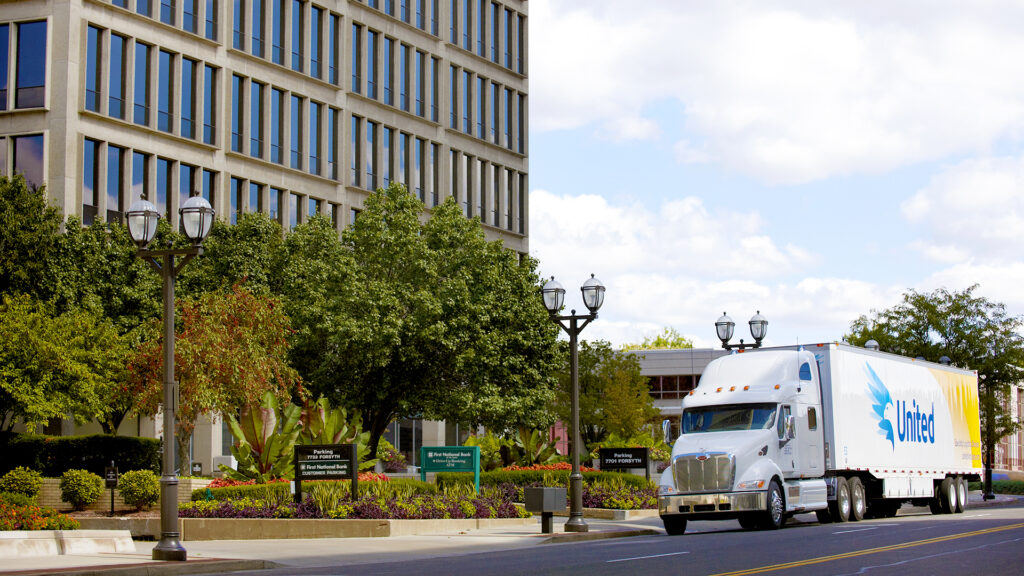 Christofferson van truck in commercial area