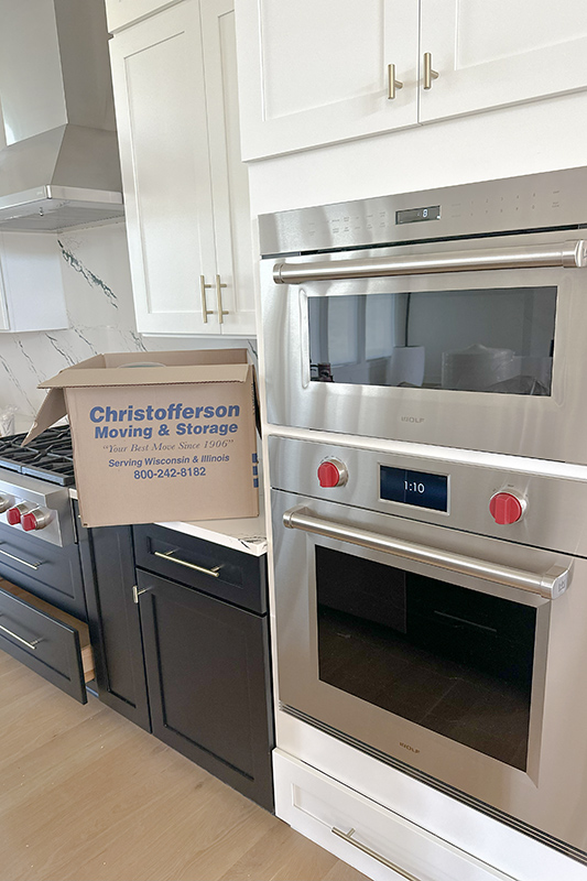 Interior of residential kitchen with branded Christofferson box